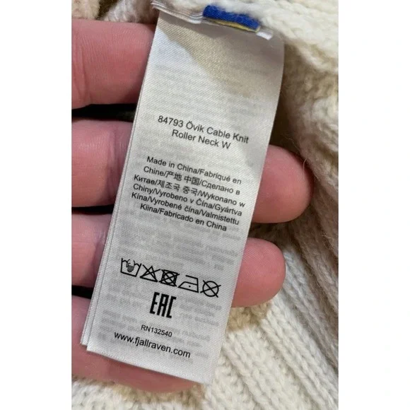 Fjall Raven Sweater Ovik Cable Knit Roll Neck Wool Pullover Women's Small New - Picture 5 of 13
